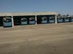 Gli autobus del filobus di Lecce fermi in sosta, in attesa...